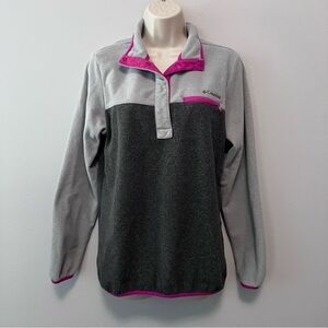 Columbia Gray/Purple Snap Pullover Sweatshirt Size M